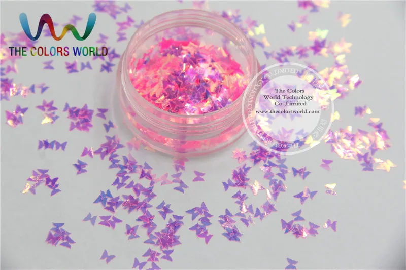 3MM size American Fantasy Iridescent Pink color glitter Butterfly shapes sparkles for Nail Art DIY supplies1pack=50g