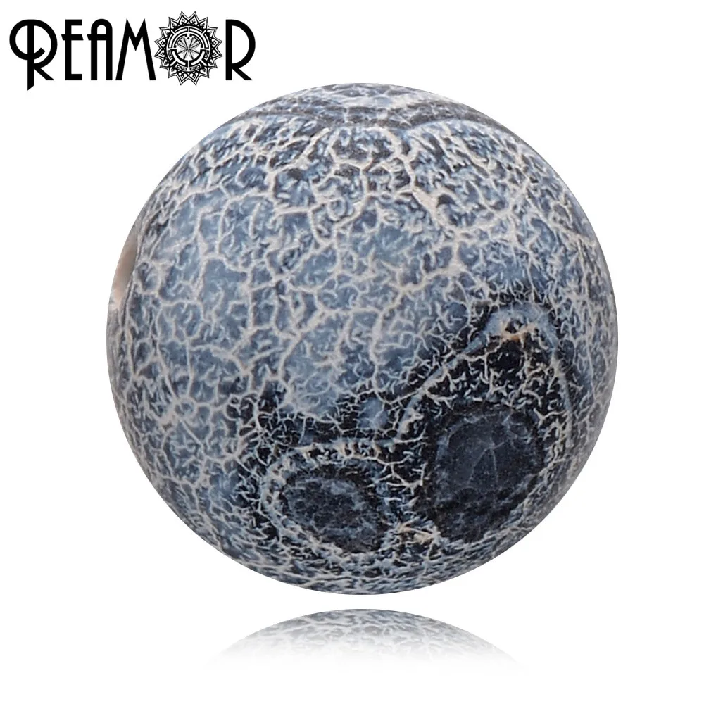 REAMOR Matte Blue Weathered Frosted Natural Stone Beads Loose Beads Charms For Bracelet Jewelry Making 6 /8 /10mm Wholesale