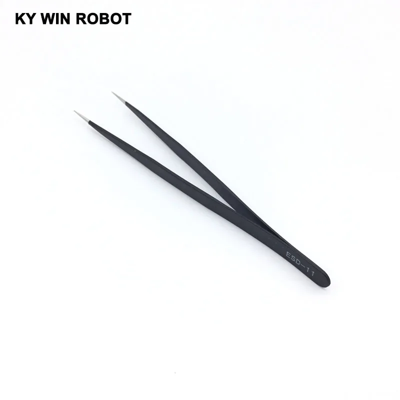 1 قطعة ESD-11 مكافحة ساكنة منحني مستقيم تلميح الملقط الدقة لحام مجموعة ملاقيط ESD الإلكترونية الملقط أداة