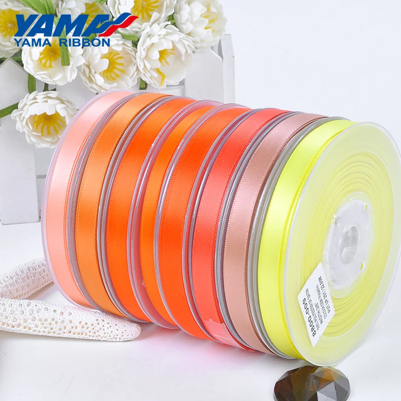 YAMA 25 28 32 38 mm 100yards/lot Double Face Satin Ribbon Light Dark Yellow for Party Wedding Decoration Handmade Rose Flowers