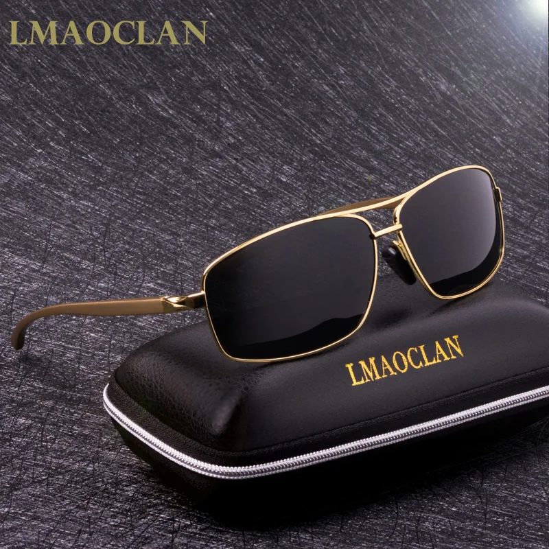 LMAOCLAN-Gafas de sol polarizadas de aluminio y magnesio para hombre, lentes clásicas, cuadradas, UV400, para conducir