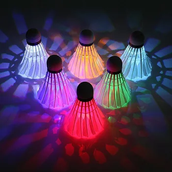 4Pcs LED Colorful Badminton Shuttlecock Ball Dark Night Glowing Feather Lighting Balls Outdoor Sport Accessories