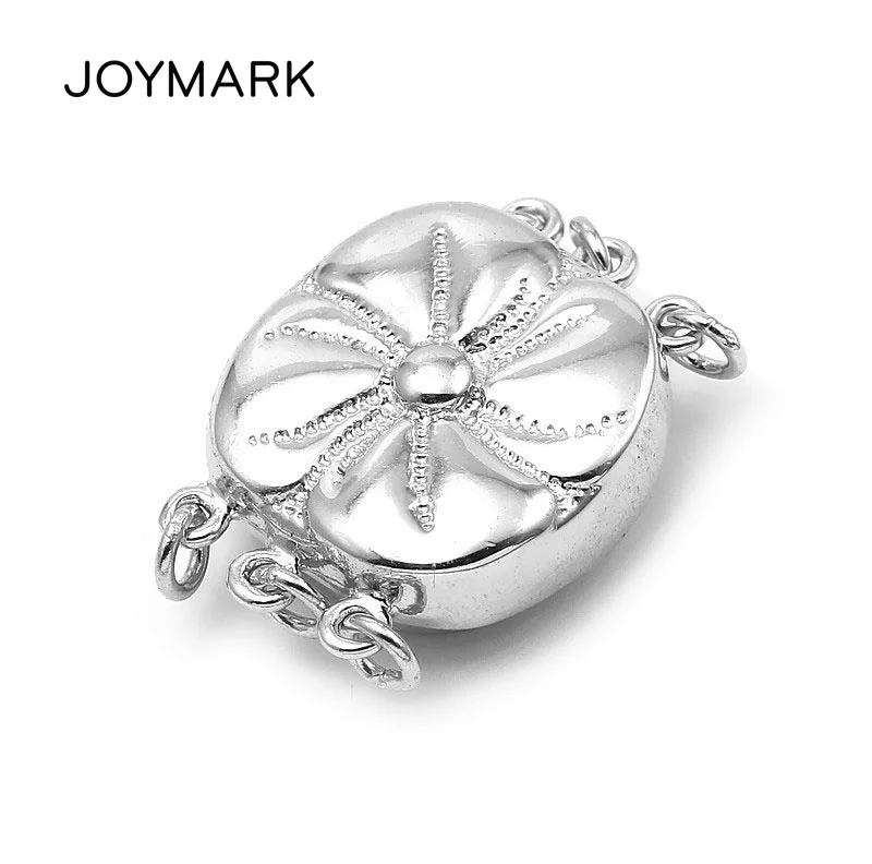 

JOYMARK Lotus Flower Design 925 Sterling Silver 3 Strands Box Clasp Connector For DIY Pearl Necklace Jewelry Making SC-BC255