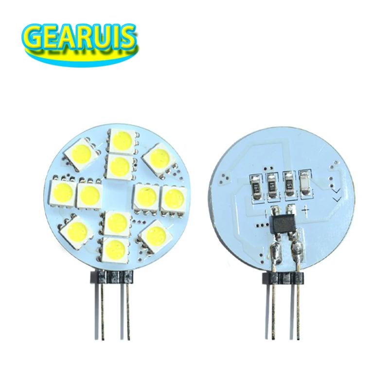 

10pcs/lot AC 12V G4 12 SMD 5050 LED 12SMD Non polar White Warm White Marine Camper Bulb Lamp Light Car G4 LED