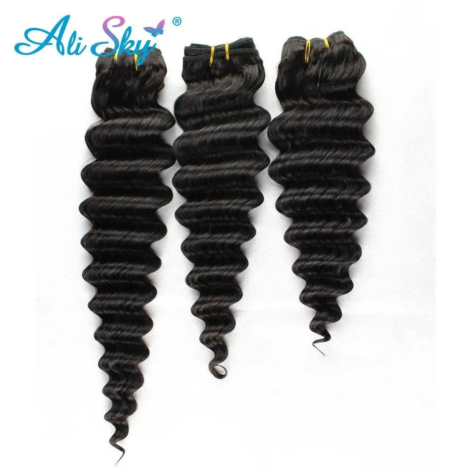 Deep Wave Bundles With Closure Peruvian Hair Bundles With Closure 4x4 Remy Hair Extensions Human Hair Closures Alisky Hair Weave