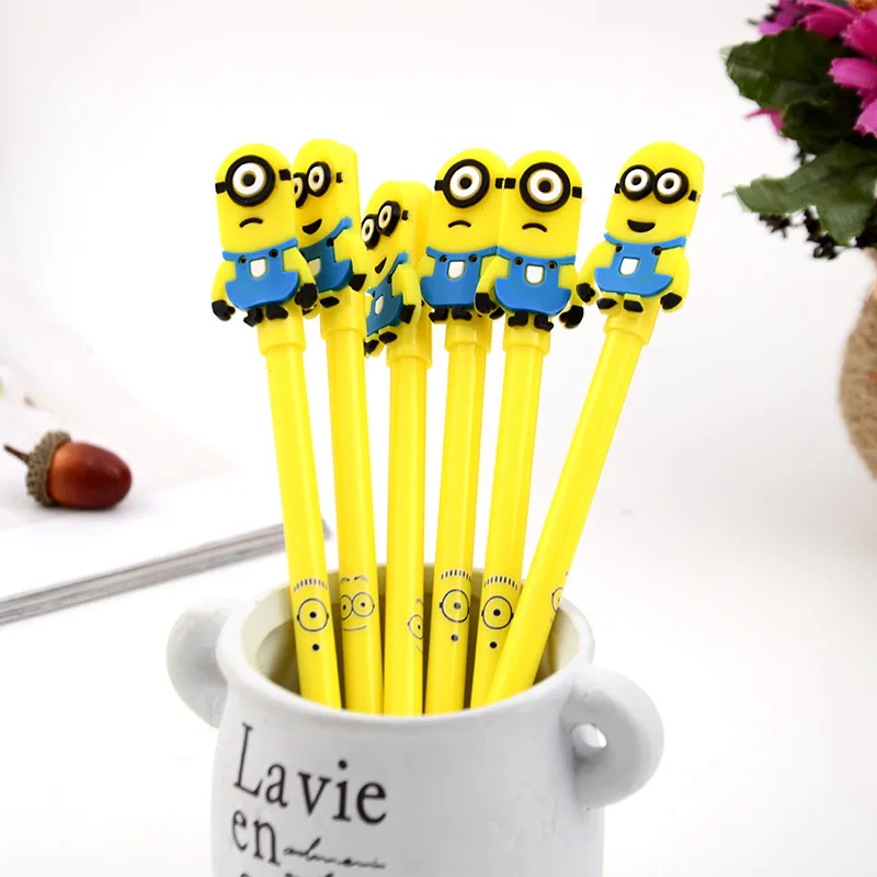 

40 Pcs Cute Yellow Single-eyed Black Gel Pens for Student stationery Cartoon Pen Kawaii School Supplies