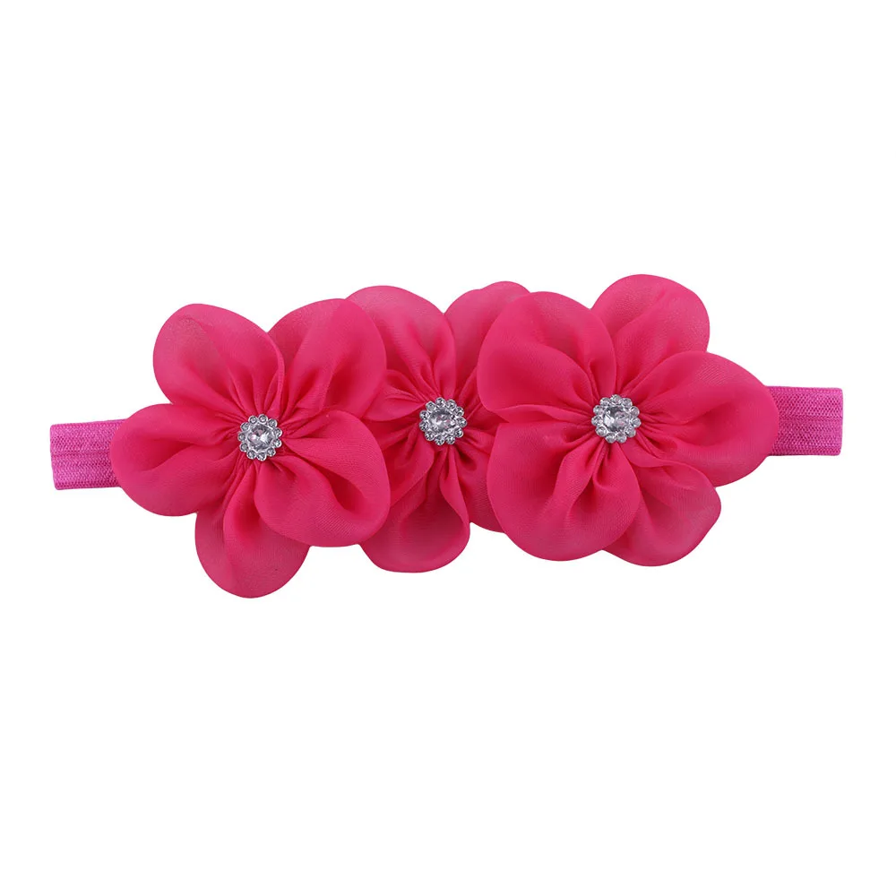 Baby Girls Pearl Diamond Hairband Newborn Hair bands Sewing 3 Flowers Headband Kids Hair Accessories for Girls Headdress