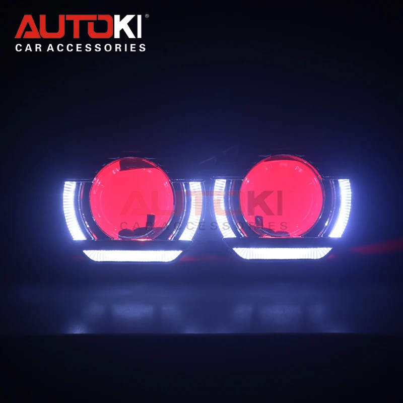 

AUTOKI 2018 FLATBOY 2.5 led shroud with devil eye full metal 2.5inch H1 Bi-xenon Projectors lens for H4 H7 9005 headlight SOCKET