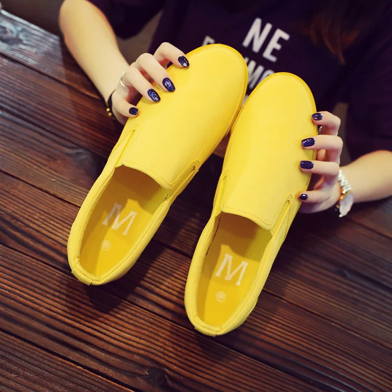 Candy Color canvas shoes New Spring Summer Yellow breathable boys Slip-On low to help mens casual girls shoes eur35-44
