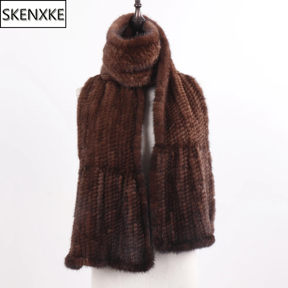 

Women Fashion Quality Real Mink Fur Scarf Shawl 100% Natural Real Mink Fur Scarf Lady Winter Warm Hand Knitted Real Mink Muffler