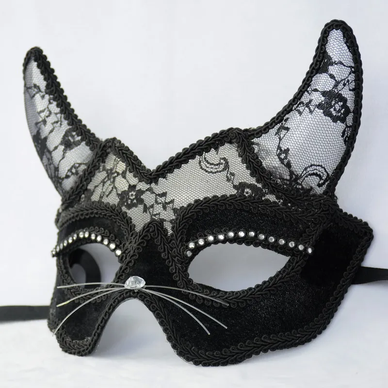 HuiTai party mask  black   lace  mask half-face mask fursuit lace mask demons mask  monsters mask