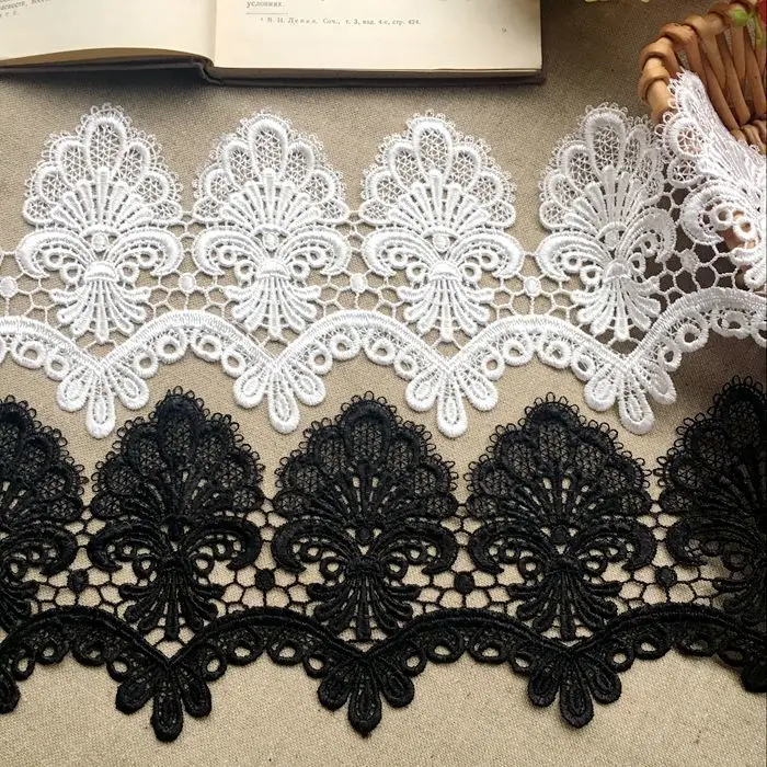 13CM Wide Vintage French Lace Fabric Water Soluble Embroidered Lace Ribbon Neckline Collar Sewing Applique DIY Crafts Trim Decor