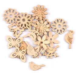 50pcs 22-30 millimetri di Legno Naturale Artigianato Farfalle e uccelli FAI DA TE Scrapbooking Per La decorazione di Legno Ornamento Decorazione Della Casa m2504