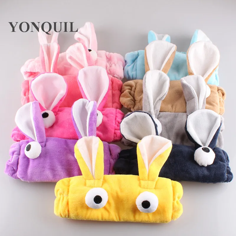 Cute Turban Korean Big Eyes Gargle Bath Headband Face washing Hairbands SPA Make Up Elastic Soft Headbands With Ears 12Pcs/Lot