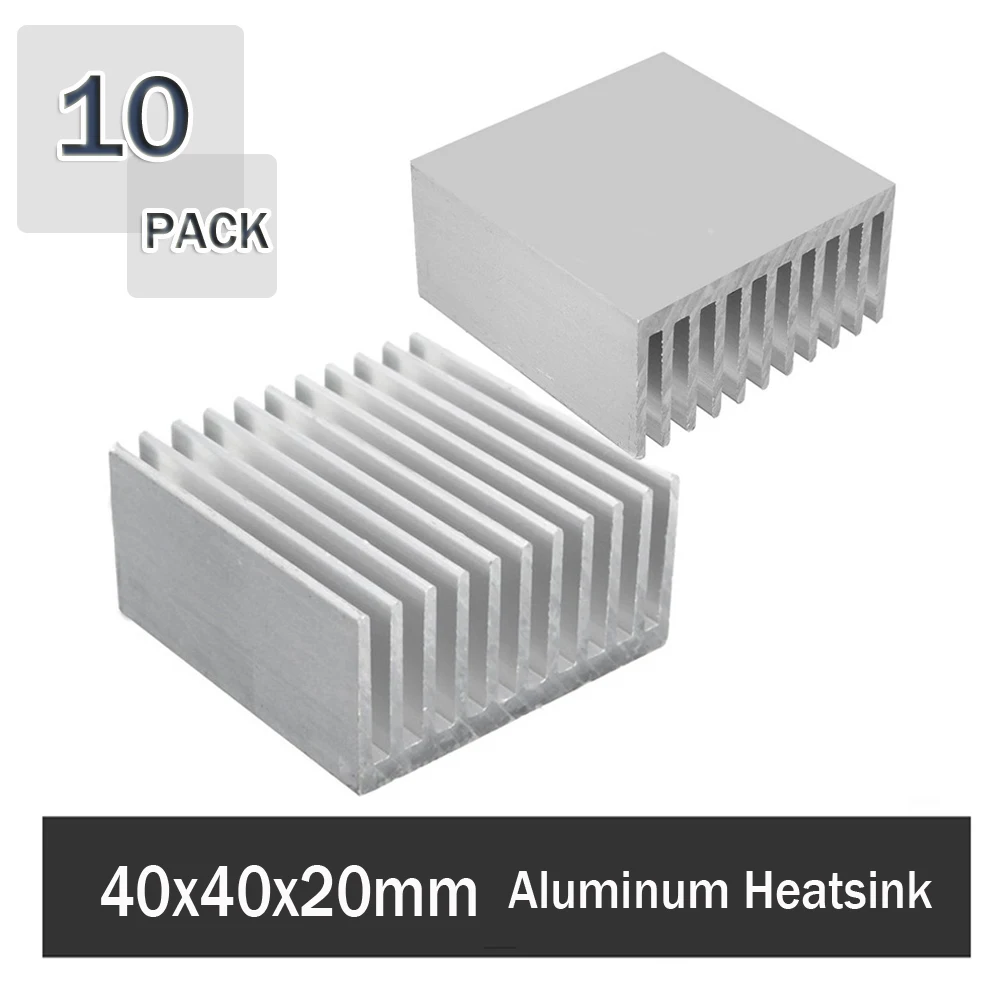 10Pccs Gdstime 40mm x 40mm x 20mm Aluminium Chipset Heatsink Radiator Koellichaam Koelvin Zilver voor CPU LED Power Actieve Component