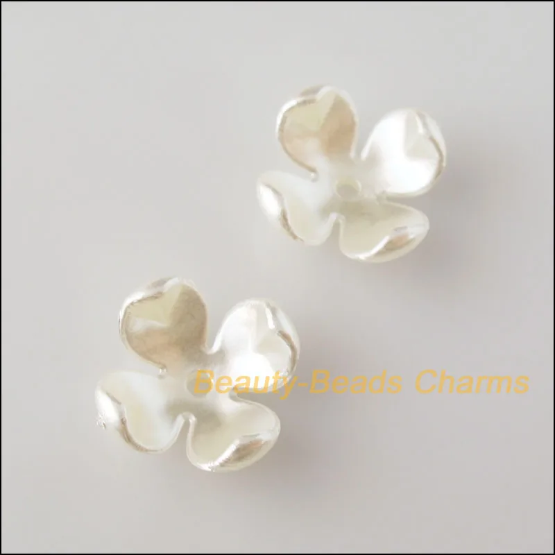 70Pcs White Plastic Acrylic Flower Star Spacer End Beads Caps Charms 14mm