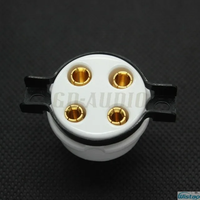 

4-pin Gold Plated Vacuum Tube Socket Big Four Pins 2A3 5Z3 6A3 300A 300B Gold-plated Copper Pins& Ceramic Base