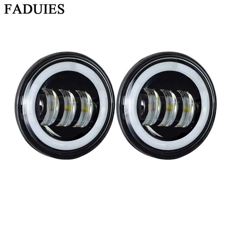 

FADUIES Black 4.5" Motorcycle Fog Lamp LED Fog Lights Bulb Led Auxiliar Fog Lamp with Angel Eyes For Motorcycle 4.5inch Fog Lamp