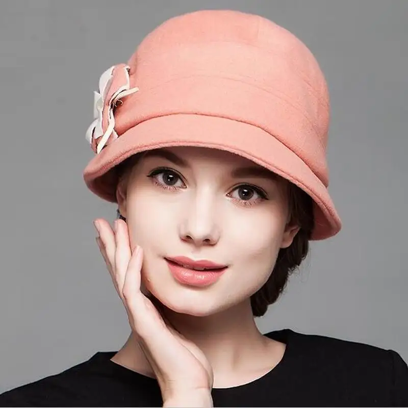 

Women Winter Hats Thicken Double Layer Wool Caps Elegant Casual Lady Fedoras Hats