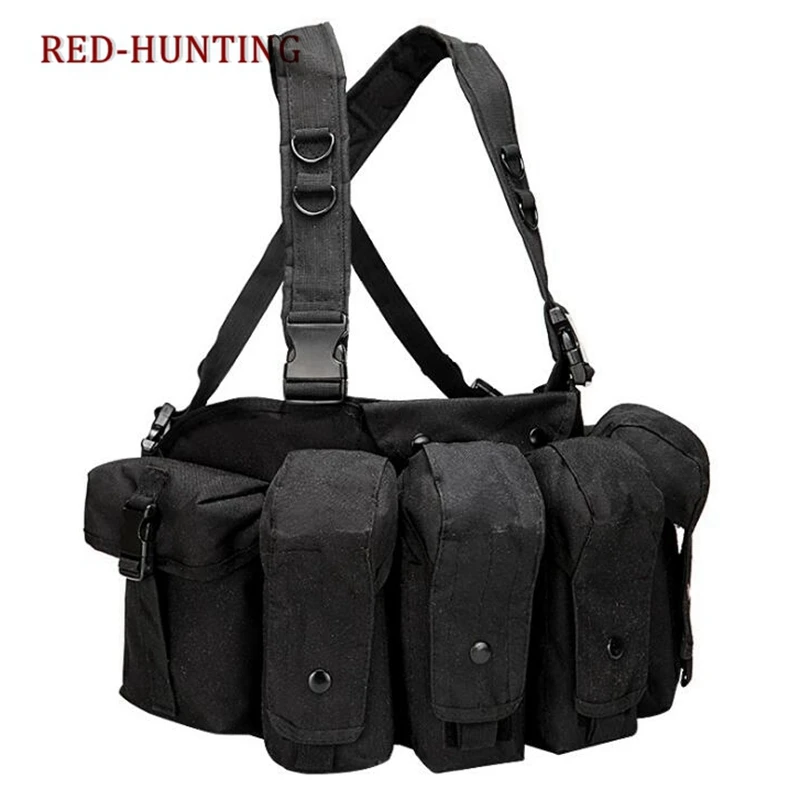 Equipamento de peito ao ar livre airsoft caça colete molle bolsa simples militar tático colete revista bolsa transportadora colete para a caça cs