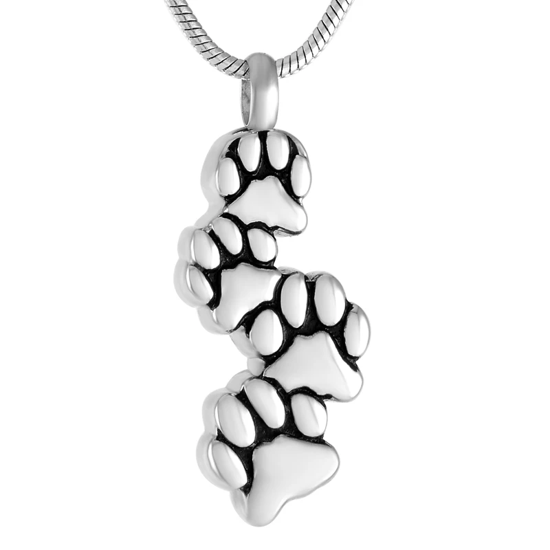 

4Paw Shape Pet Memorial Urn Pendant With Snake Chain 316L Stainless Steel Cremation Urn Charm Necklace Bracelet Charm