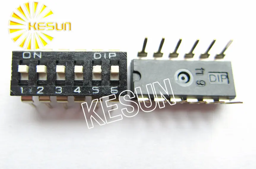 China Quality KI-06 Black 6P DIP Switch 2.54mm 6 Position IC Encoder Switch Slide Switch KI-06H x 100PCS