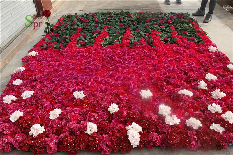 SPR 2.4*2.4m EMS Free Shipping rose flower wall hot sale  valentine's day wedding backdrop wall arrangement flowers decoration