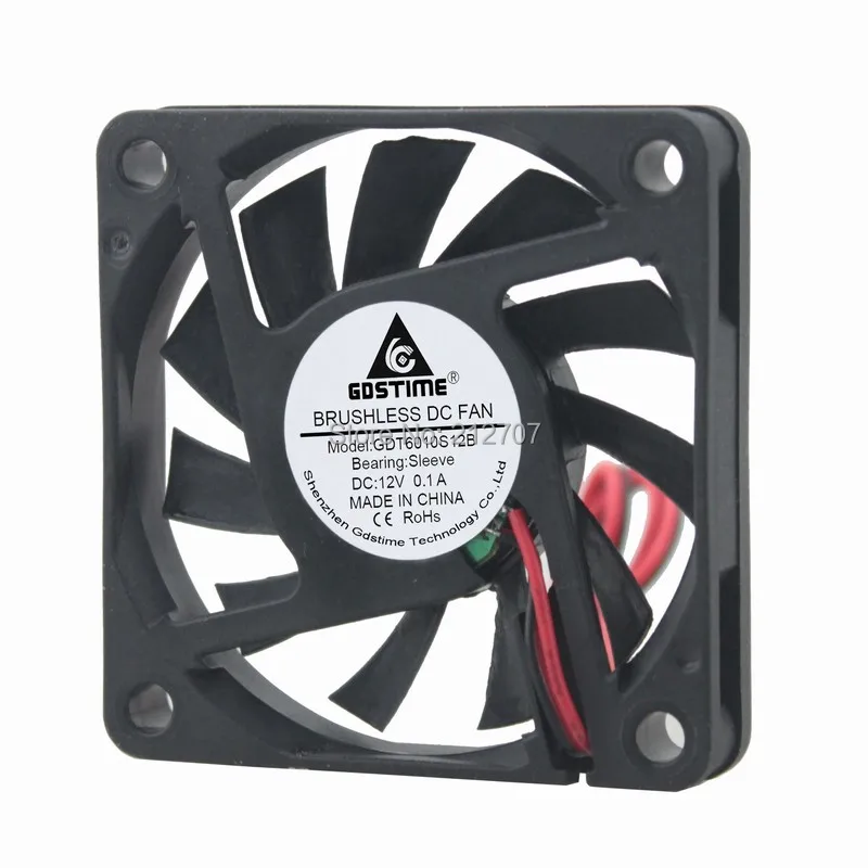 

2PCS Gdstime DC 12V 2Pin 60mm 60x60x10mm 6010S 6cm Cooler Motor Brushless Cooling Fan