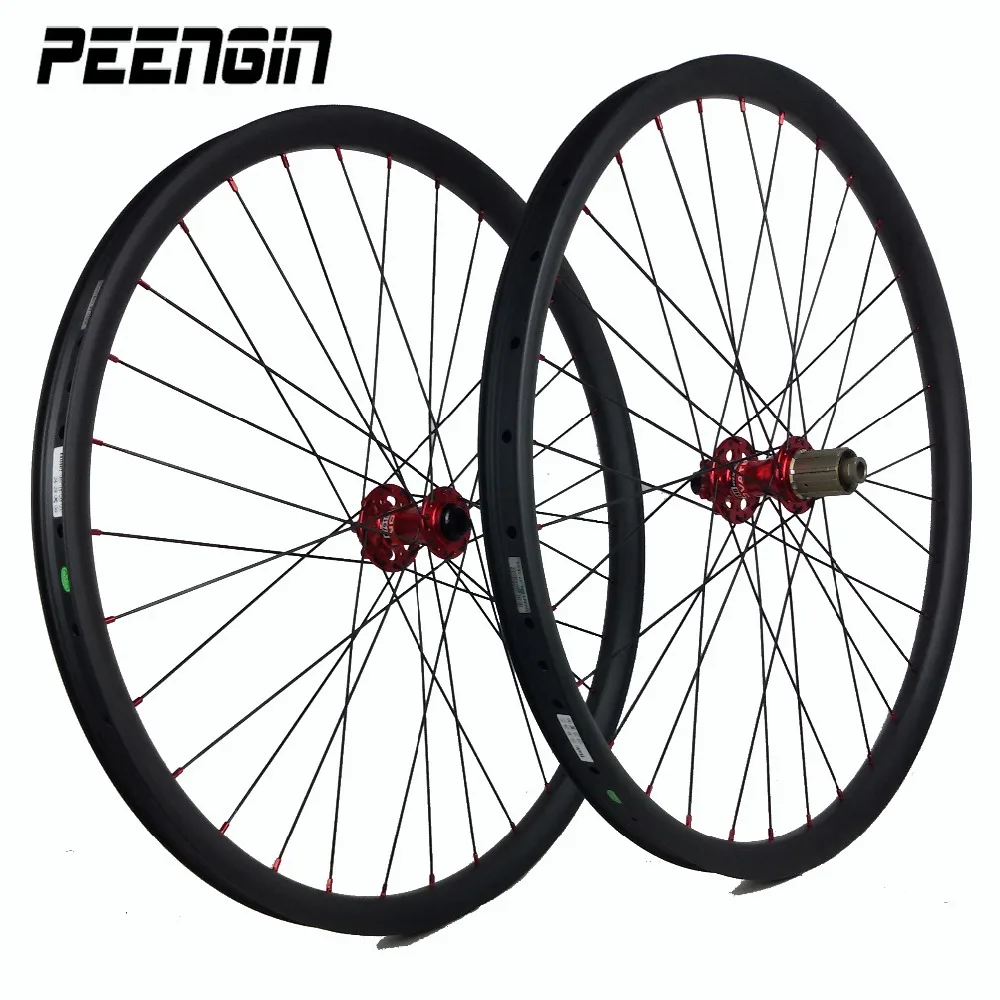 Hand Built Cycling Wheels 26er UD Carbon MTB Rims 35mm Width Clincher Hookless Supply Novacet Powerway Hub For Downhill DH Ride