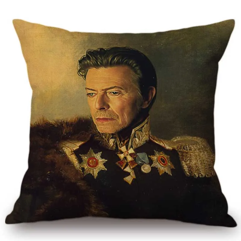 Neoclassic Celebrity Matt Damon Hugh Jackman General Suit Oil Painting Home Decoration Art Sofa Throw Pillow Cushion Case Cover