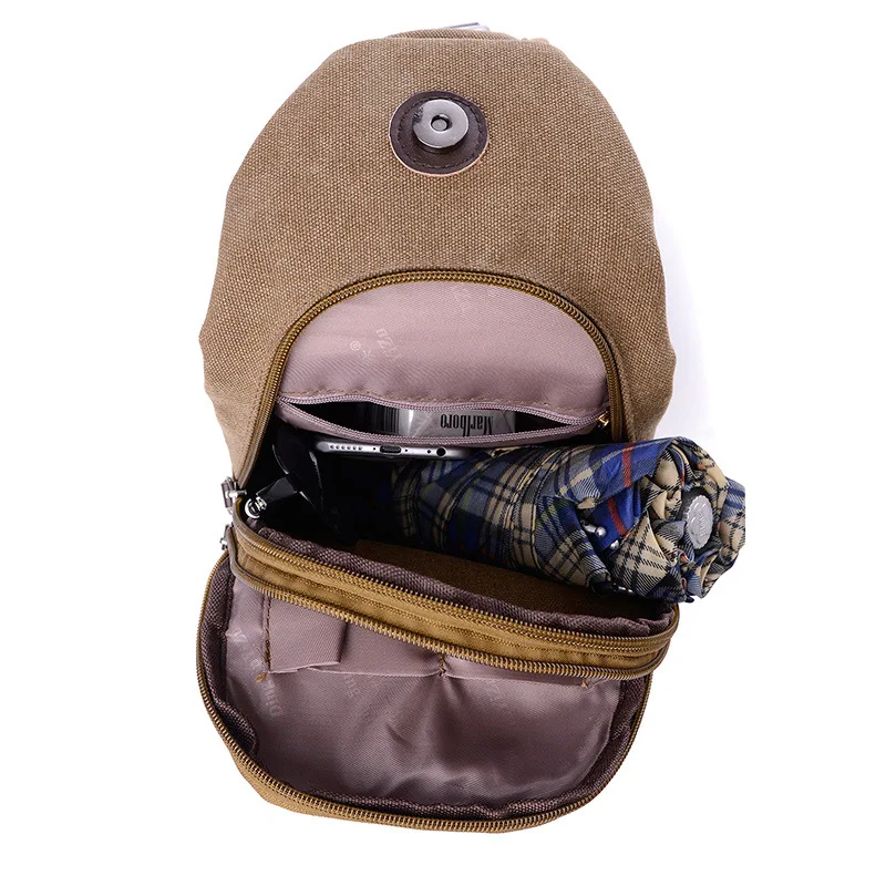 Casual Rugzakken Canvas Men Backpack Retro Vintage Male Student School Bags Man One Shoulder Backpack Chest Bags Triangle Bolsas image 6