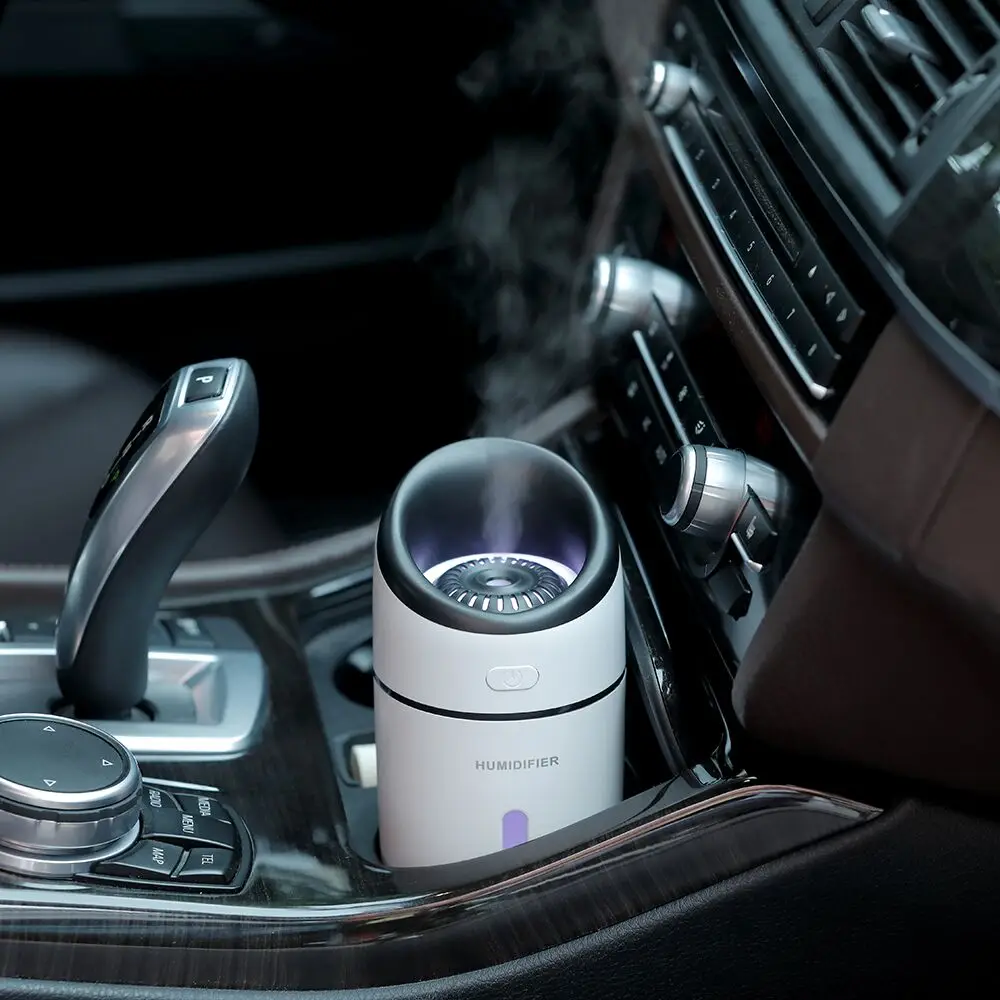 Umidificador de ar ultrassônico 320ml, difusor de aroma com luz noturna led colorida para casa, carro, mini purificador usb, gerador de névoa