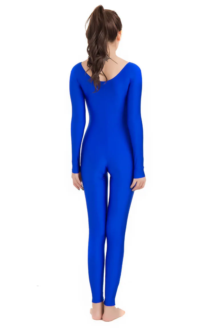 Speerise Adult Women\'s Nylon Spandex Unitard Long Sleeve Yoga Jumpsuit Scoop Neck Basic Bodysuit One-piece Fitness Clothing