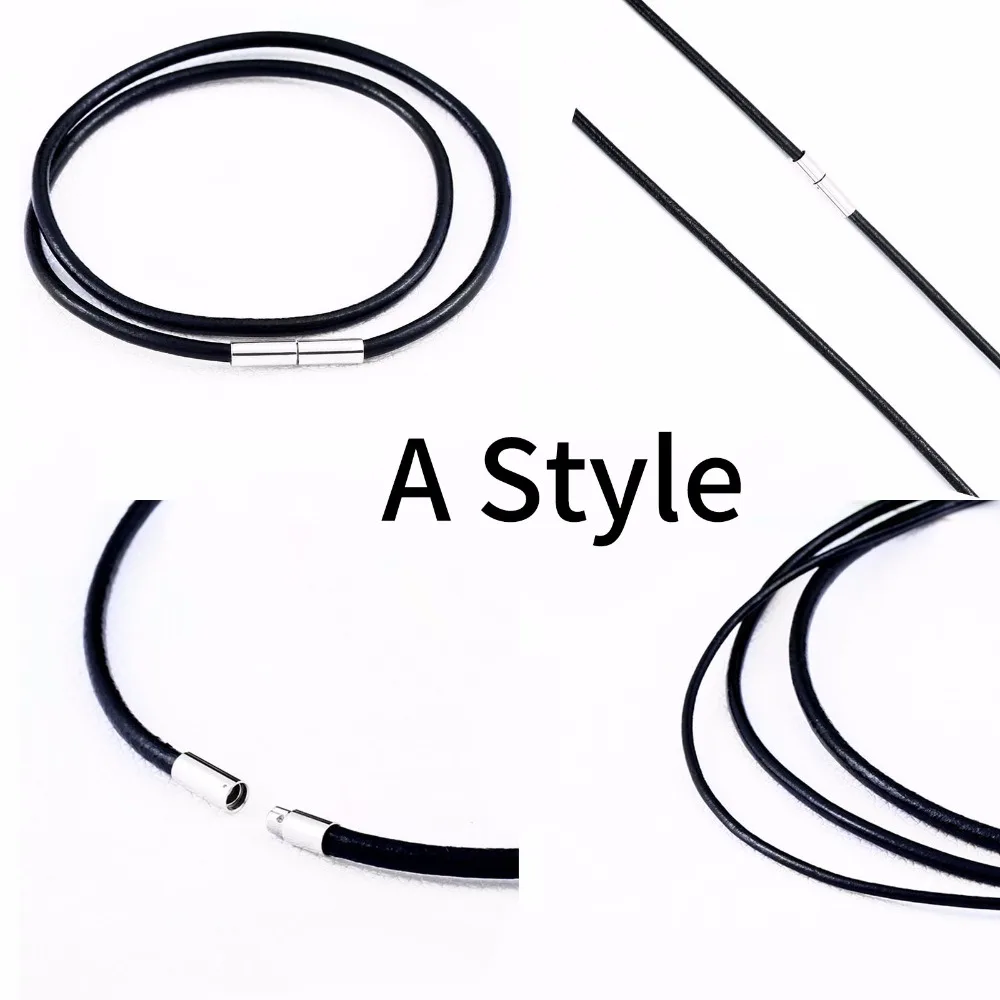 BEIER Leather silica gel Cord Lanyard Pendant Stainless Steel Screw Lock Korean Fashion Men\'s choker Rope Necklace PSXL011