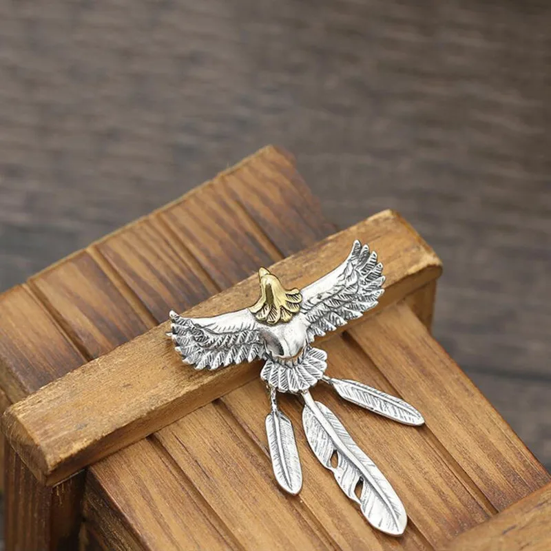 MAYONE 100% czysta 925 Sterling Silver Eagle wisiorek z piórkiem Fit z naszyjnik lub bransoletka mężczyzna kobiet biżuteria hurtowych