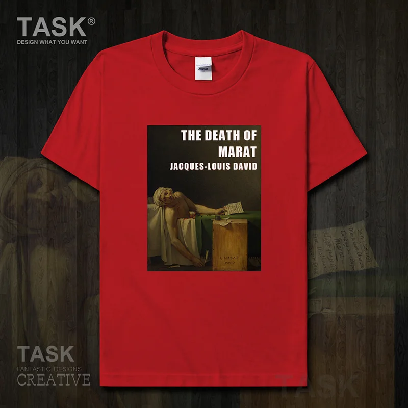 World famous painting series  t-shirt Louis David art painting The Death Of Marat Short sleeve clothes cotton summer Streetwear