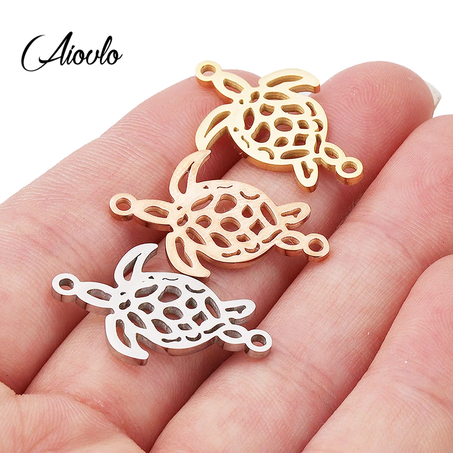 

Aiovlo Stainless Steel Bohemian Style Hollow Tortoise Connector for Jewelry Making Bracelet Accessories Findings DIY 5pcs/lot