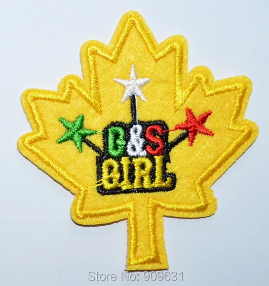 Yellow Maple - G&S GIRL - STAR Green White Red embroidered Iron on Patch Shirt Bag Cap