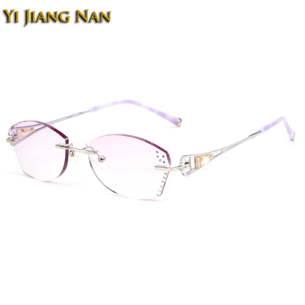 

Diamond Titanium Frames Tint Lenses Rimless Eye Glasses Frames Fashion Women Dioptr occhiali da vista