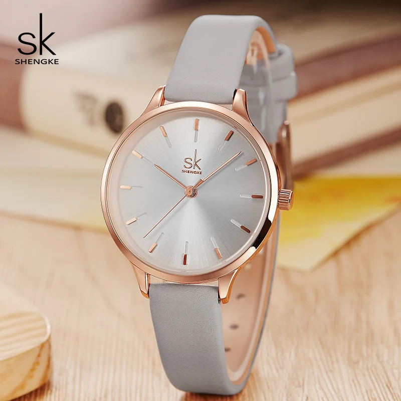 Shengke Clearance Casual Watch For Women Adjustable Leather Strap Reloj Mujer Quartz Watch Women Fashion Black Montre Femme