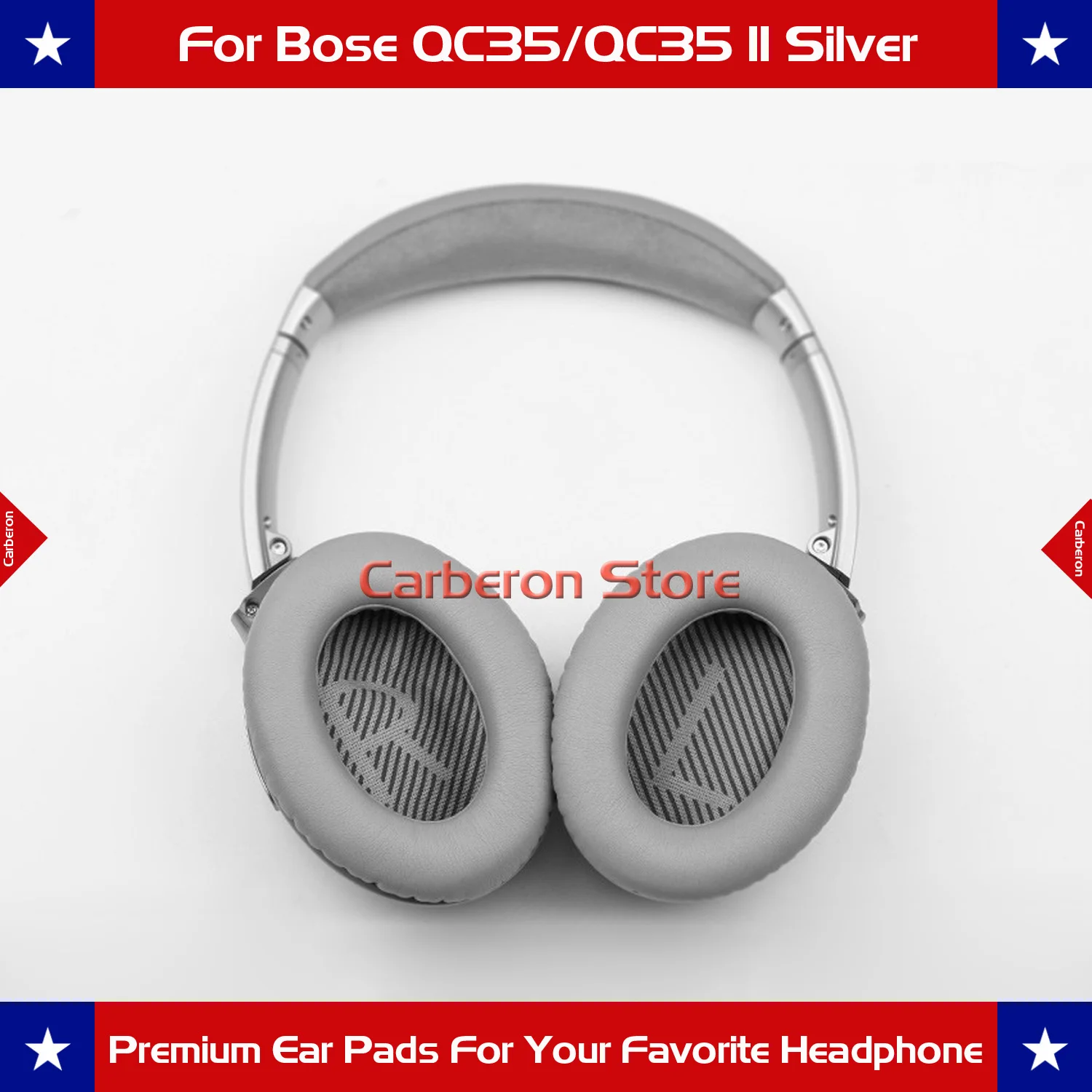 Replacement Ear Pads Ear Cushions for Bose QC35/QC35 II Headphone with QC35 Scrims with \'L and R\'(Silver Grey)