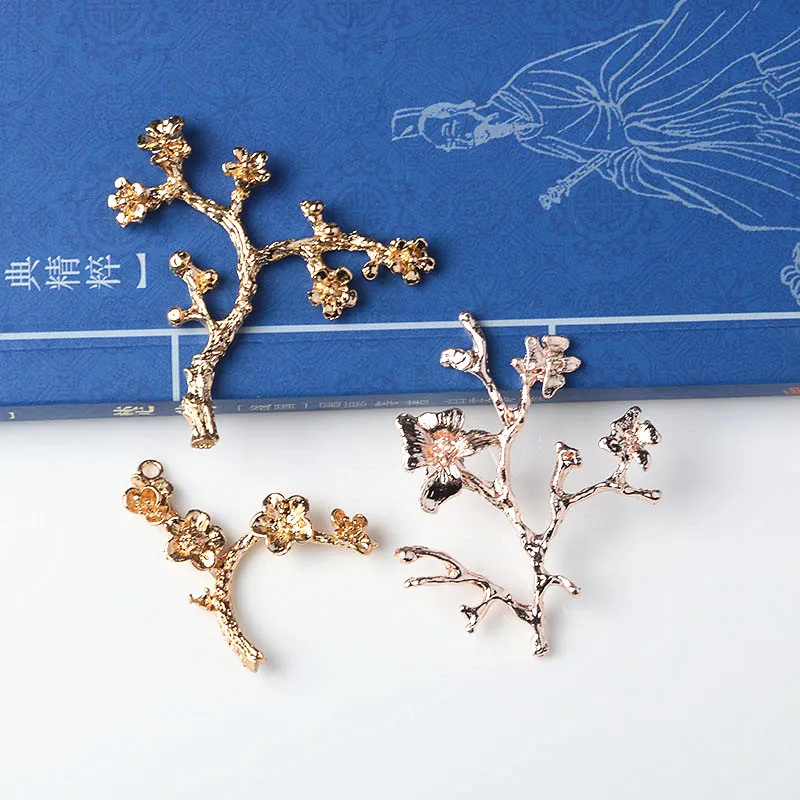 

50PCS Gold Tone Alloy Material Big flower Branch Charm Branch Pendant for Wedding Head DIY Handmade Jewelry Making