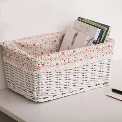 

Rattan storage basket wicker desktop debris toys snack storage box garden fabric woven storage basket