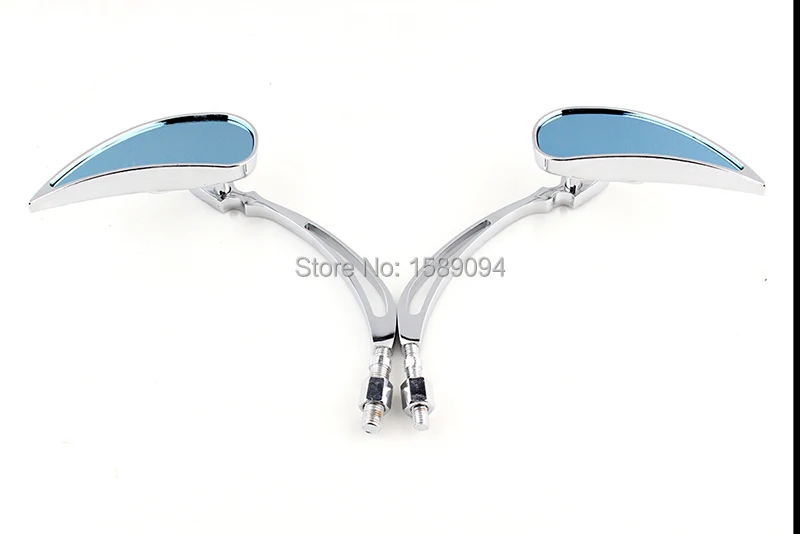 Chrome Custom Rearview Blue Rear view Mirrors For Harley Motorcycle Cruiser Chopper Dyna Electra Glide