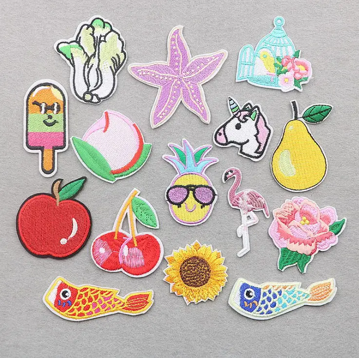 New arrival 10 pcs fruits animals Embroidered cartoon patches iron on Jeans coat T-shirt bag shoe hat Motif emblem accessory diy