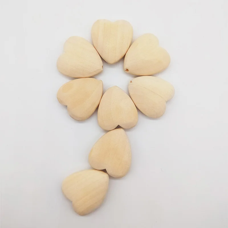 10Pcs/Pack Heart-shaped Wood Spacer Bead Natural Wood Color Eco-Friendly Wooden Beads DIY Jewelry Making handmade