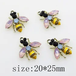 10pcs/lot Metal Spray Paint Bee Crystal Rhinestone Buttons Craft DIY flat Scrapbooking Buttons Home Decor Accessories