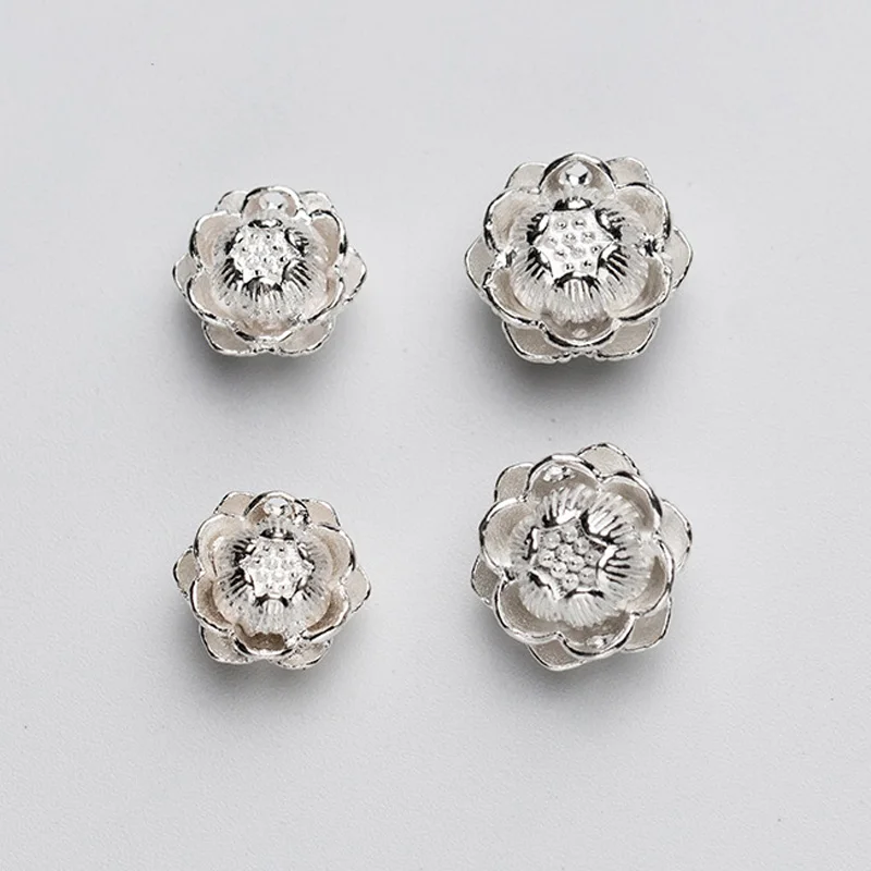 

925 Sterling Silver Fancy Lotus Spacer Beads 9mm 10mm Decoration Bracelets Beading Charm Findings DIY Jewelry For Birthday Gift