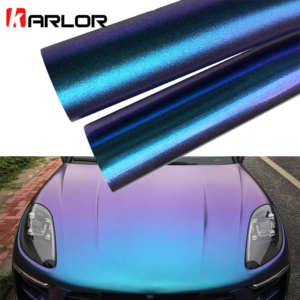 Blue Purple Chameleon Pearl Glitter Vinyl Sticker 50x200cm Automobiles Car Wrap Film Decal Auto DIY Car Decoration Accessories