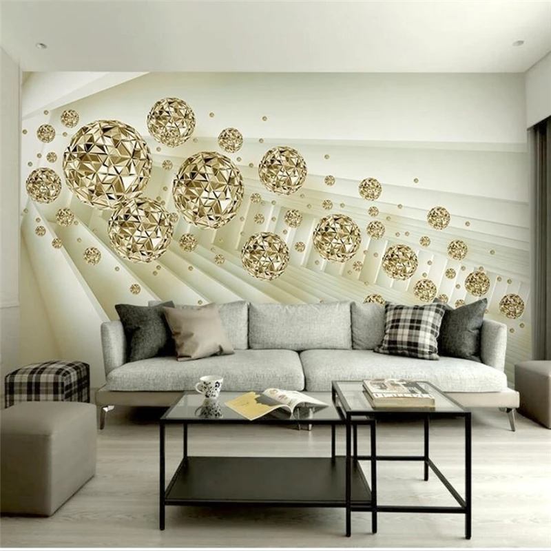 

beibehang Custom Wallpaper 3d Photo mural Stereo Abstraction Space Papel de parede Golden Ball TV Background 3d Wallpaper mural